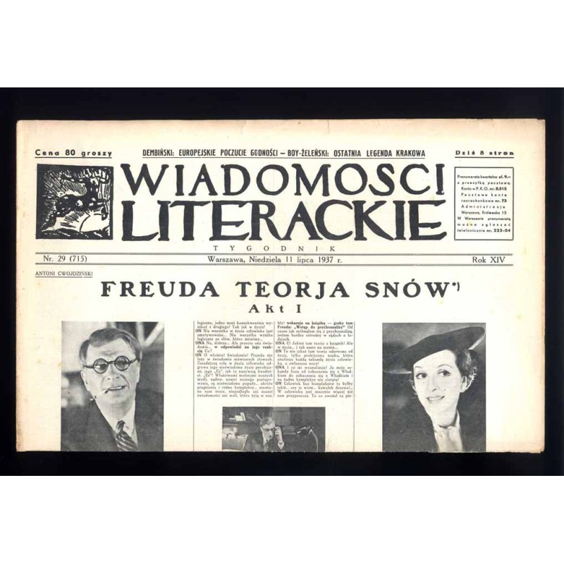 Wiadomości Literackie. Tygodnik. R.14 (1937). Nr 29 (715) (11 lipca 1937)