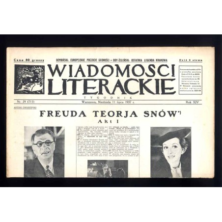Wiadomości Literackie. Tygodnik. R.14 (1937). Nr 29 (715) (11 lipca 1937)