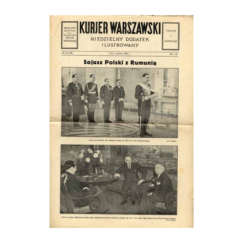 Kurjer Warszawski. Niedzielny dodatek ilustrowany. R.116 (1936). Nr 335 (6 grudnia 1936) / Beck, Mościcki, Hiszpania