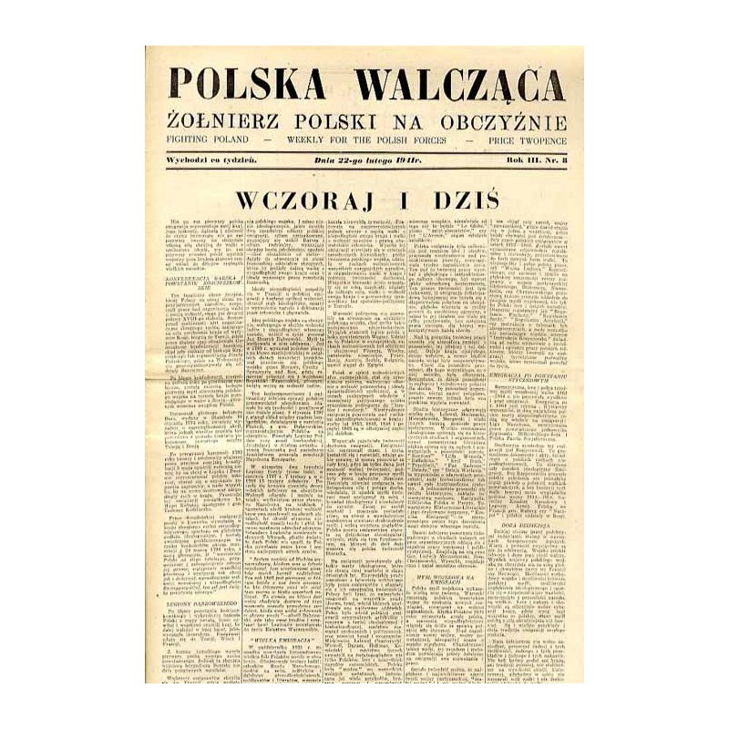 Polska Walcząca - Żołnierz polski na obczyźnie. Fighting Poland. Weekly for the Polish Forces. R.3 (1941). Nr 8 (22 lutego 1941)