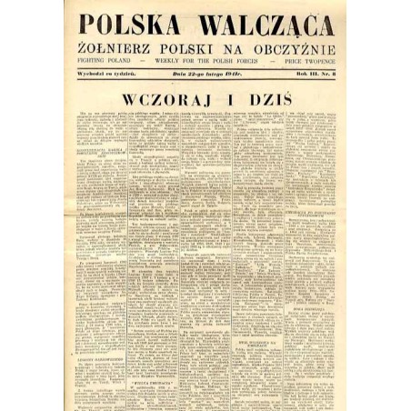 Polska Walcząca - Żołnierz polski na obczyźnie. Fighting Poland. Weekly for the Polish Forces. R.3 (1941). Nr 8 (22 lutego 1941)