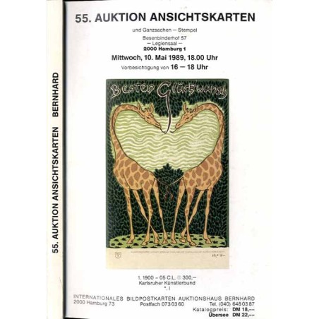 [Martin Bernhard] 55. Auktion Ansichtskarten und Ganzsachen - Stempel. Besenbinderhof 57, Legiensaal, 2000 Hamburg 1. Mittwoch,