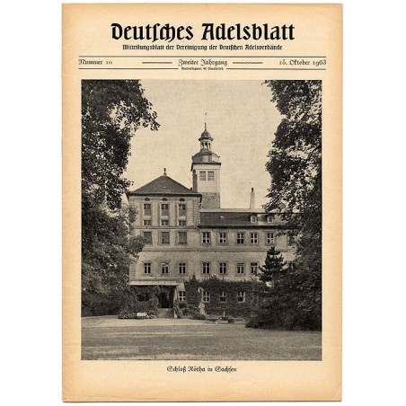 Deutsches Adelsblatt. 2. Jahrgang (1963). Nr 10 (15 X 1963) [Schloß Rötha in Sachsen]