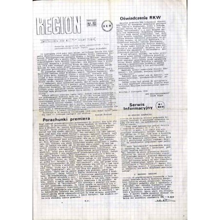 Region. Dwutygodnik RKW NSZZ "Solidarność" Dolny Śląsk. (1988). Nr 22 (6.11.1988)