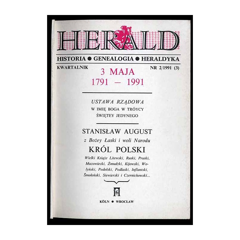 Herald. Historia. Genealogia. Heraldyka. Kwartalnik. (1991). Nr 2 (3)
