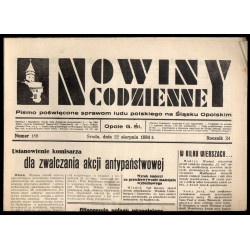 Nowiny Codzienne. Pismo poświęcone sprawom ludu polskiego na Śląsku Opolskim. R.24 (1934). Nr 189 (22 sierpnia 1934)