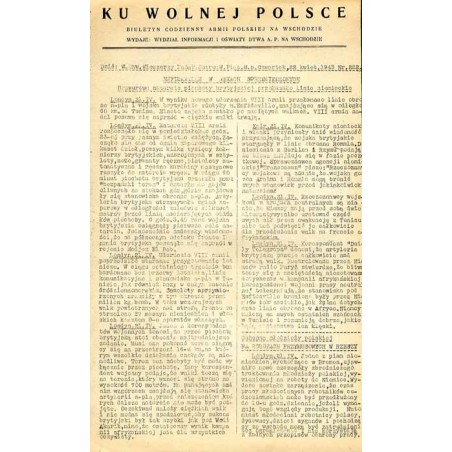 Ku Wolnej Polsce. Biuletyn codzienny Armii Polskiej na Wschodzie. (1943). Nr 222 (22 kwietnia 1943)