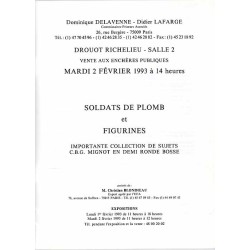 [Katalog aukcyjny] Soldats de plomb et figurines. Importantes collection de sujets C.G.B. Mignot [...] 2 février 1993, Paris, Dr