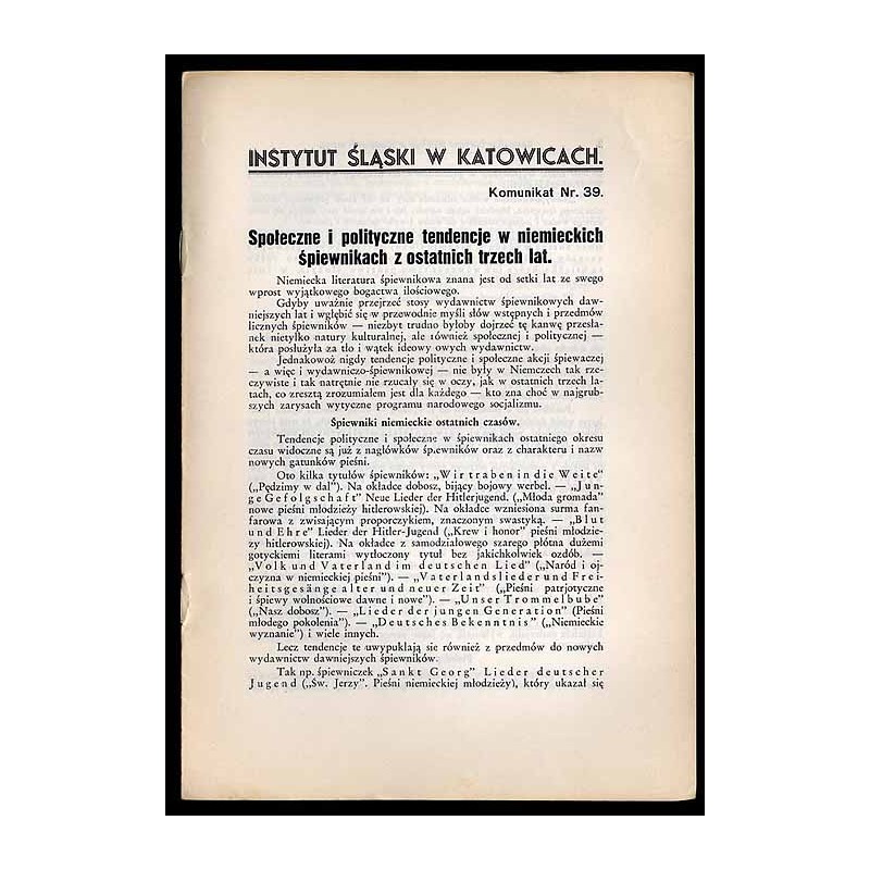 Społeczne i polityczne tendencje w niemieckich śpiewnikach z ostatnich trzech lat