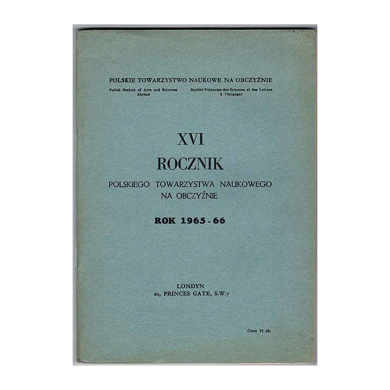 Rocznik Polskiego Towarzystwa Naukowego na Obczyźnie. R.16 (1965-66)