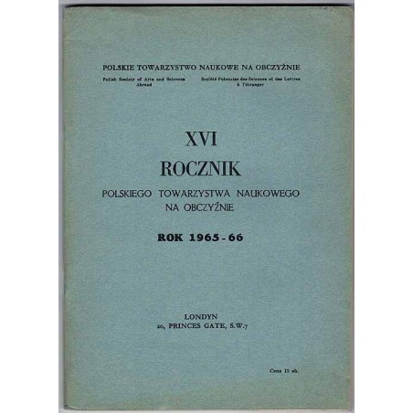 Rocznik Polskiego Towarzystwa Naukowego na Obczyźnie. R.16 (1965-66)