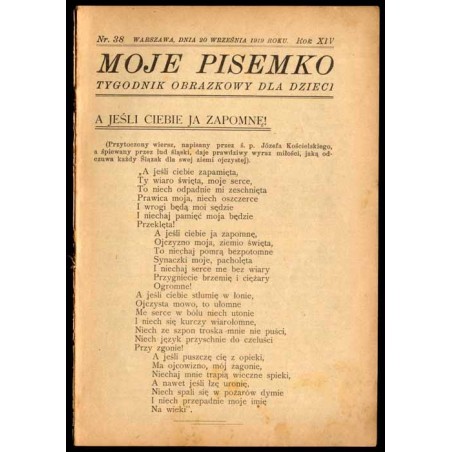 Moje Pisemko. Tygodnik obrazkowy dla dzieci. R.14 (1919). Nr 38 (20 września 1919)