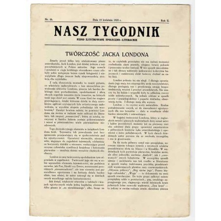 Nasz Tygodnik. Pismo ilustrowane społeczno-literackie. R.2 (1925). Nr 16 (19 kwietnia 1925)