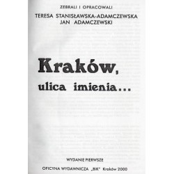 Kraków, ulica imienia..