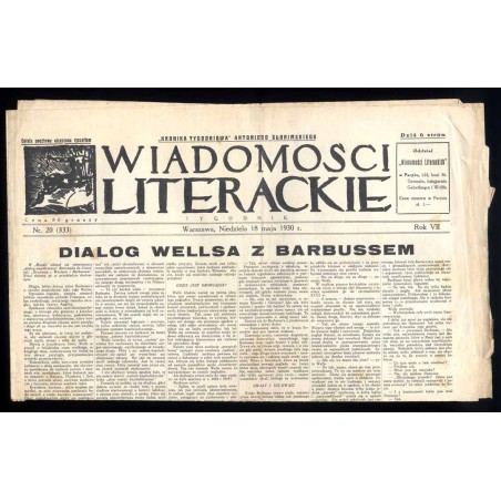 Wiadomości Literackie. Tygodnik. R.7 (1930). Nr 20 (333) (18 maja 1930)