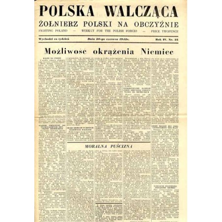 Polska Walcząca - Żołnierz polski na obczyźnie. Fighting Poland. Weekly for the Polish Forces. R.4 (1942). Nr 25 (20 czerwca 194