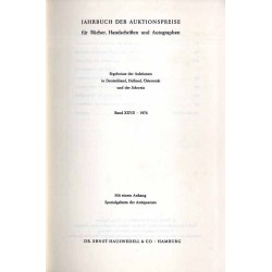 Jahrbuch der Auktionspreise für Bücher, Handschriften und Autographen. Ergebnisse der Auktionen in Deutschland, Holland, Österre