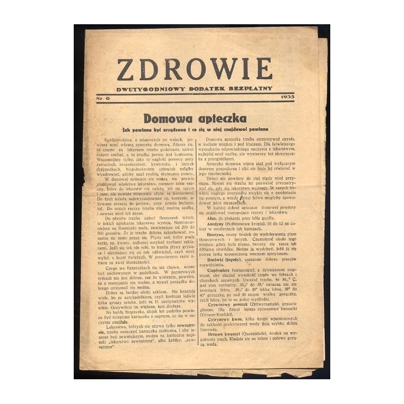 Zdrowie. Dwutygodniowy dodatek bezpłatny. 1935. Nr 6 (1935)