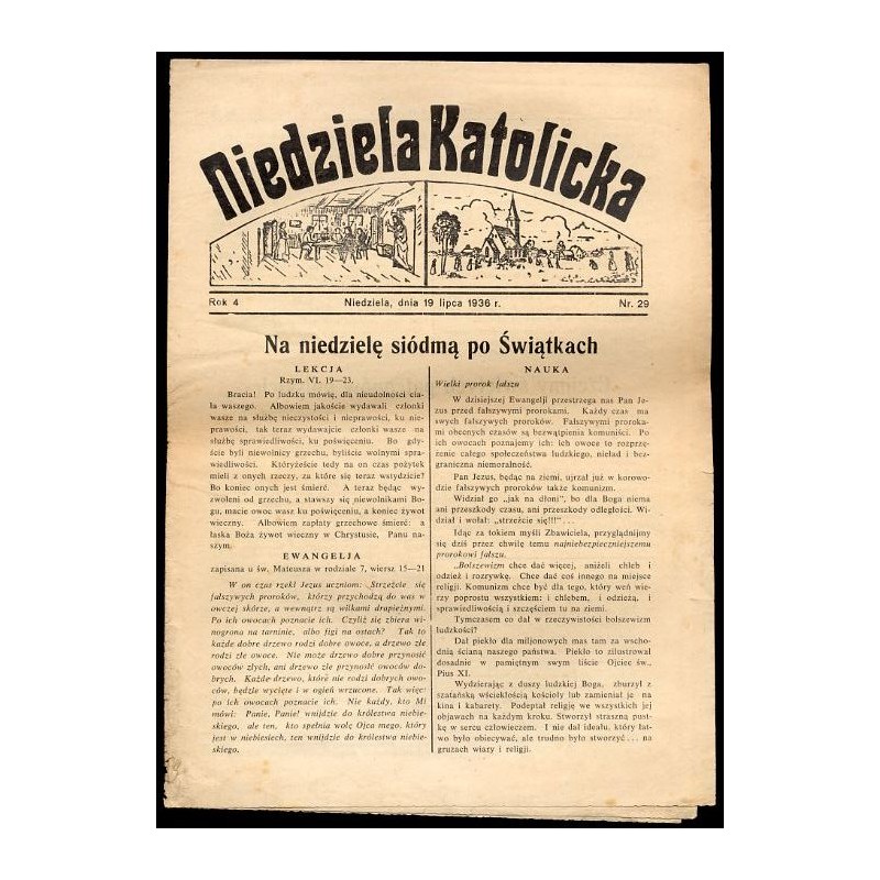 Niedziela Katolicka. R.4 (19 VII 1936) nr 29