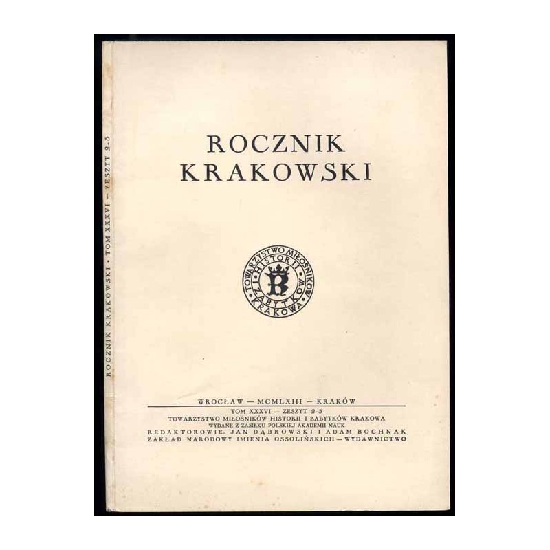 Rocznik Krakowski. T.36 (1963). Z.2-3