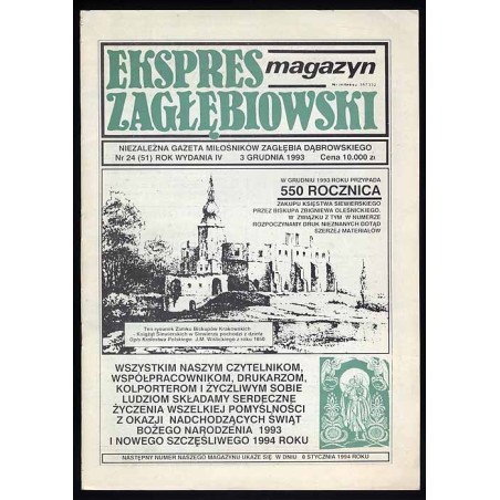Ekspres Zagłębiowski. Magazyn. Niezależna gazeta miłośników Zagłębia Dąbrowskiego. R.4 (1993). Nr 24 (51)