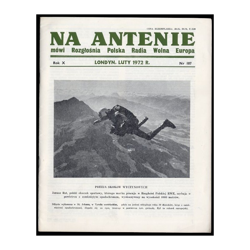 Na Antenie. Mówi Rozgłośnia Polska Radia Wolna Europa. R.10 (1972). Nr 107 (Luty 1972)