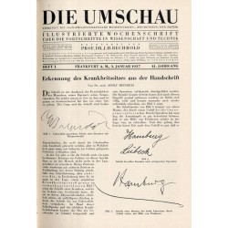 Die Umschau. Illustrierte Wochenschrift über die Fortschritte in Wissenschaft und Technik. 41. Jahrgang (1937). H.1-52 [komplet]