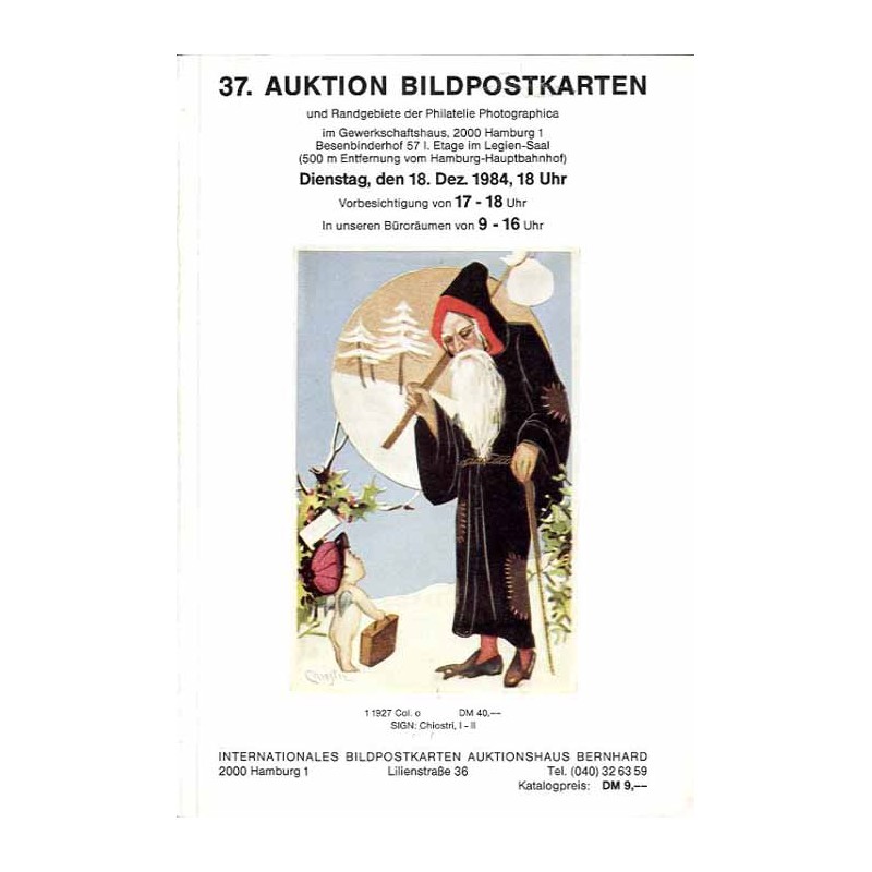 [Martin Bernhard] 37. Auktion Bildpostkarten und Randgebiete der Philatelie Photographica im Gewerkschaftshaus, 2000 Hamburg 1.