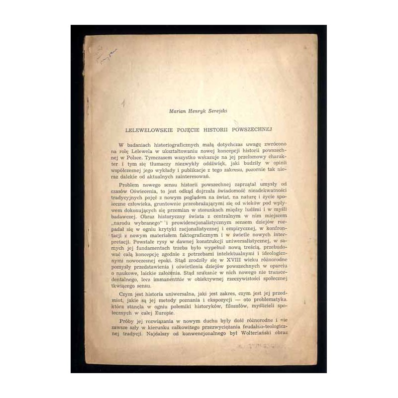 Lelewelowskie pojęcie historii powszechnej