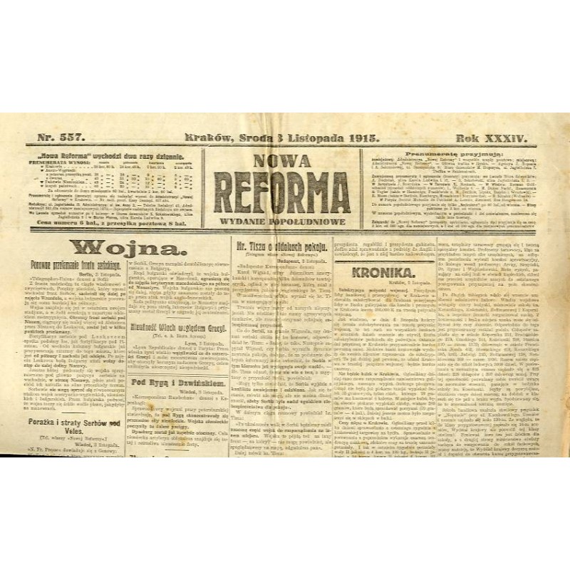 Nowa Reforma. R.34 (1915). Nr 557 (3 listopada 1915). Wydanie popołudniowe