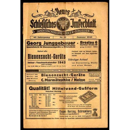 Neues Schlesisches Imkerblatt. Landesfachgruppe Imker Schlesien. 40. Jahrgang (1941). Nr 10 (Januar)