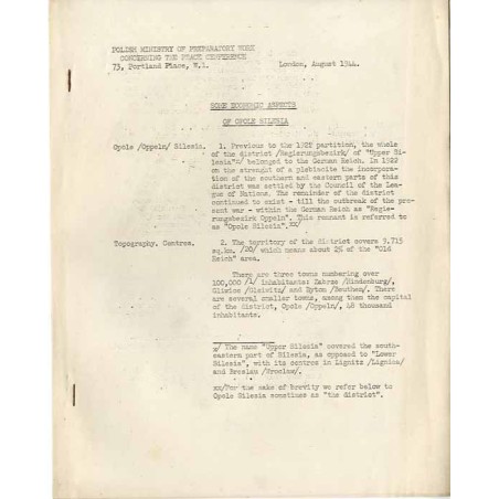 Some economic aspects of Opole Silesia. London, August 1944