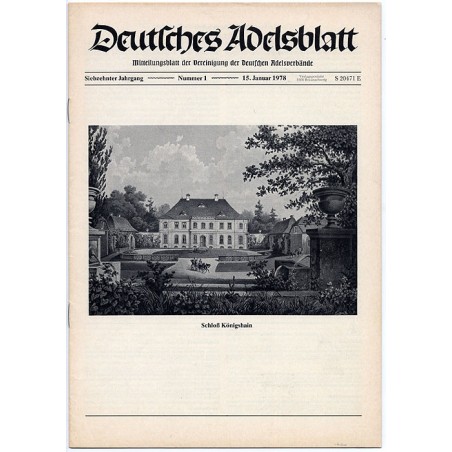 Deutsches Adelsblatt. 17. Jahrgang (1978). Nr 1 (15 I 1978) [Schloß Königshain bei Görlitz]