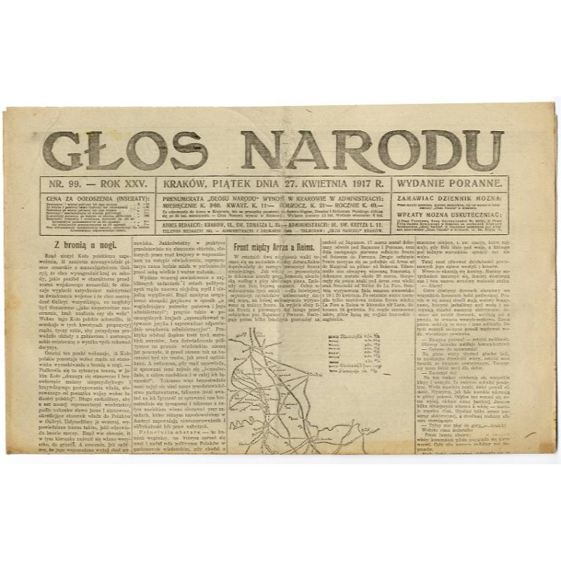 Głos Narodu. R.25 (1917). Nr 99 (27 kwietnia 1917). Wydanie poranne