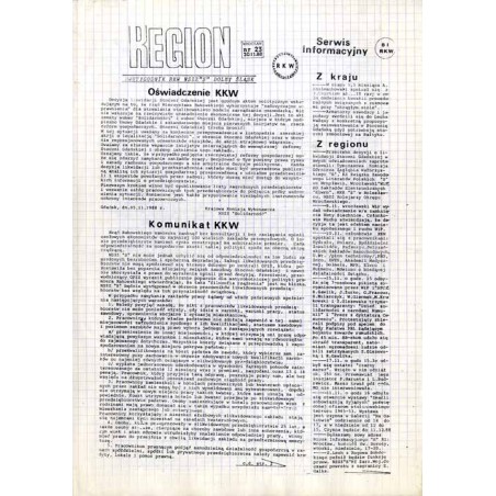 Region. Dwutygodnik RKW NSZZ "Solidarność" Dolny Śląsk. (1988). Nr 23 (20.11.1988)