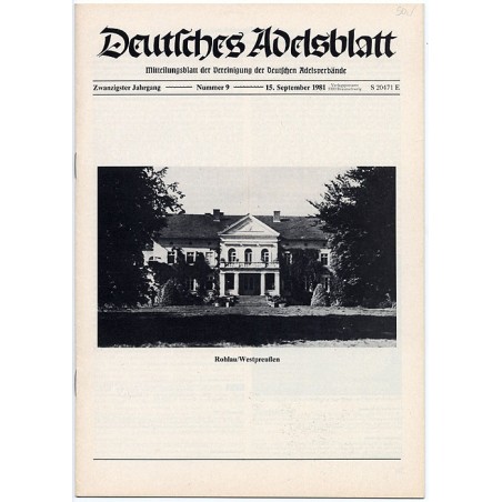 Deutsches Adelsblatt. 20. Jahrgang (1981). Nr 9 (15 IX 1981) [Rohlau / Westpreußen] [Rulewo]