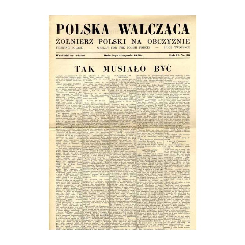 Polska Walcząca - Żołnierz Polski na Obczyźnie. Fighting Poland. Weekly for the Polish Forces. R.2 (1940). Nr 35 (9 listopada 19