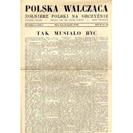 Polska Walcząca - Żołnierz Polski na Obczyźnie. Fighting Poland. Weekly for the Polish Forces. R.2 (1940). Nr 35 (9 listopada 19