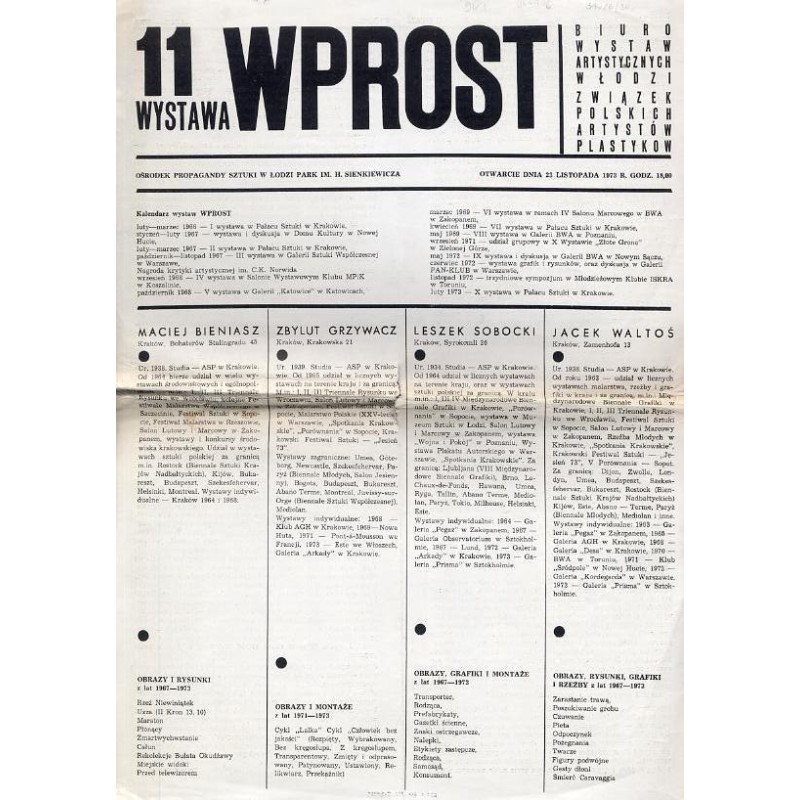 11 Wystawa Wprost. Ośrodek Propagandy Sztuki w Łodzi Park im. H. Sienkiewicza