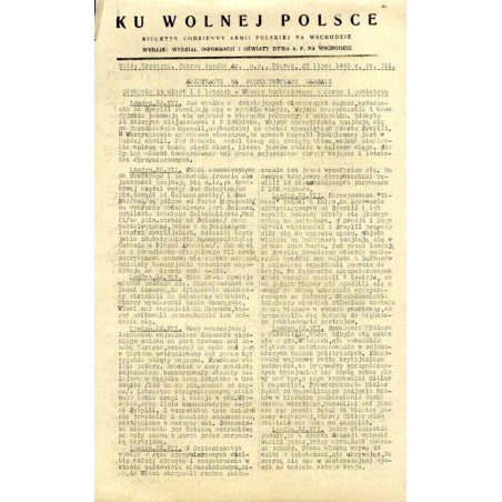 Ku Wolnej Polsce. Biuletyn codzienny Armii Polskiej na Wschodzie. (1943). Nr 311 (23 lipca 1943)