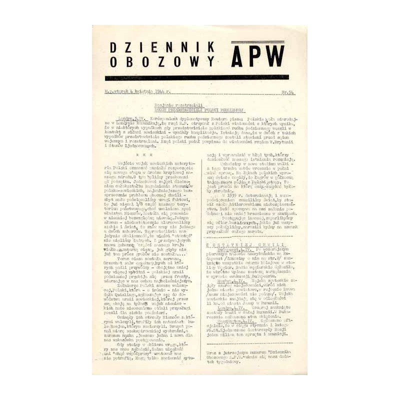 Dziennik Obozowy APW. 1944. Nr 54 (4 kwietnia 1944)