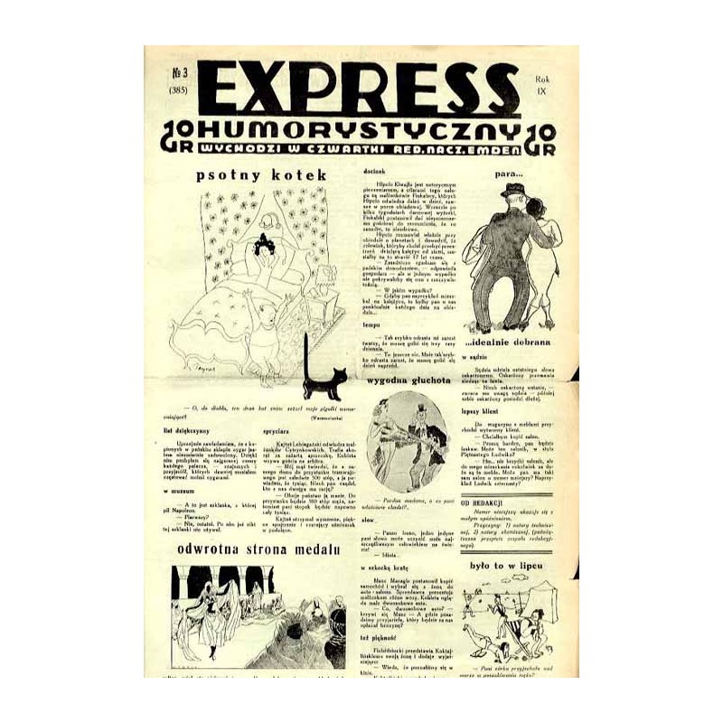 Express Humorystyczny. R.9 (1938). Nr 3 (385) / Marian Dąbrowski (Emden): Trzej szwoleżerowie. Powieść