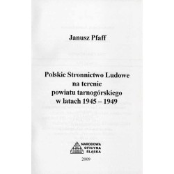 Polskie Stronnictwo Ludowe na terenie powiatu tarnogórskiego w latach 1945-1949