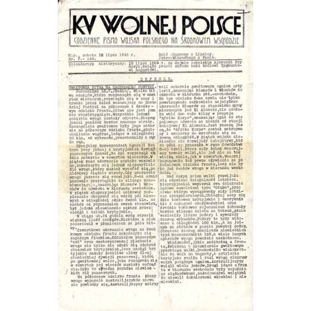 Ku Wolnej Polsce. Tygodnik Wojska Polskiego na Środkowym Wschodzie. Codzienne pismo Wojska Polskiego na Środkowym Wschodzie. 194