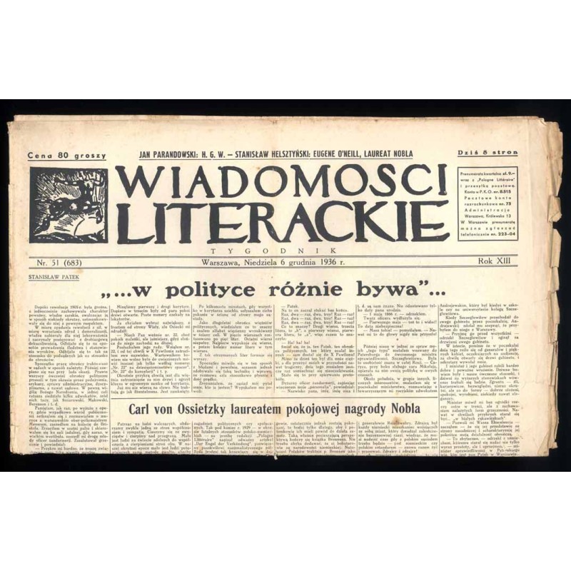 Wiadomości Literackie. Tygodnik. R.13 (1936). Nr 51 (683) (6 grudnia 1936)