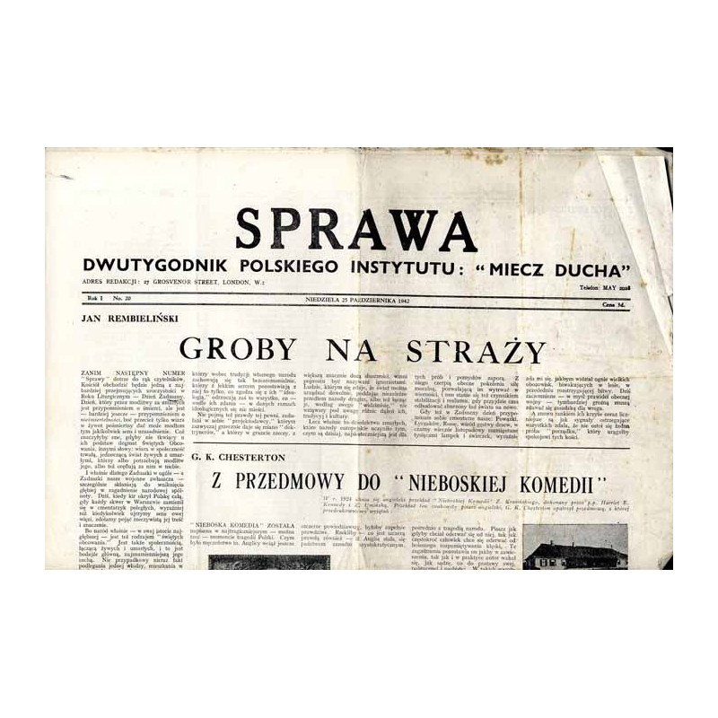 Sprawa. Dwutygodnik Polskiego Instytutu: "Miecz Ducha"  The Common Cause. Fortnightly of the Polish Section of the "Sword of th