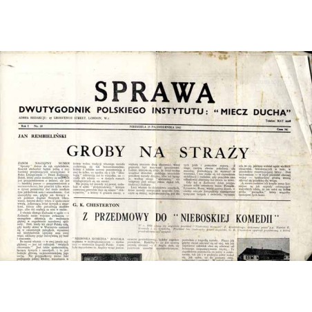 Sprawa. Dwutygodnik Polskiego Instytutu: "Miecz Ducha"  The Common Cause. Fortnightly of the Polish Section of the "Sword of th
