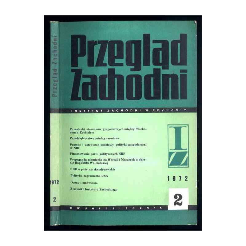 Przegląd Zachodni. Dwumiesięcznik. R.26 (1972). Nr 2 (III-IV 1972)