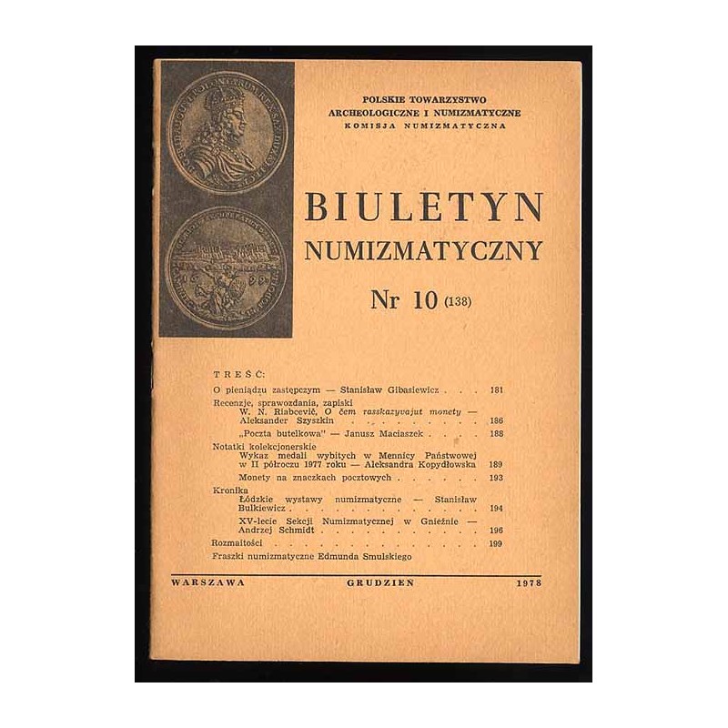 Biuletyn Numizmatyczny. 1978. Nr 10 (138) (XII 1978)