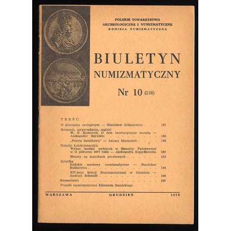 Biuletyn Numizmatyczny. 1978. Nr 10 (138) (XII 1978)